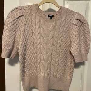Express Women's Dusty Pink Cable Knit Puff Sleeve Sweater